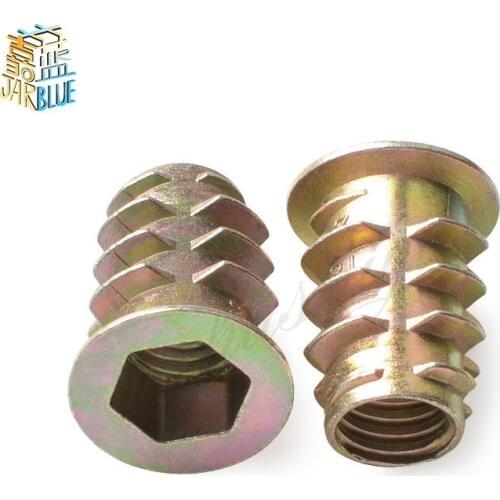 10/20/30/50Pcs M4 M5 M6 M8 M10 Zinc Alloy Thread For Wood Insert Nut Flanged Hex Drive Head Furniture Nuts