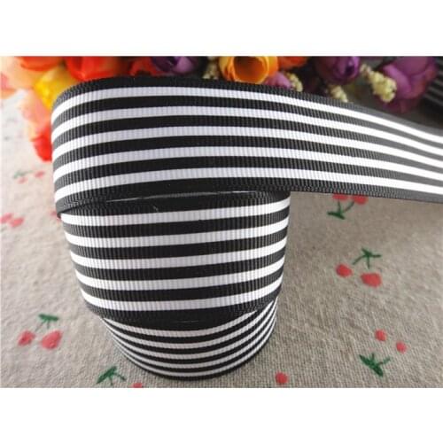 16100785,new arrival 1'' 25mm 5 yards stripe black and white printed grosgrain ribbons cartoon ribbon handmade hair bows