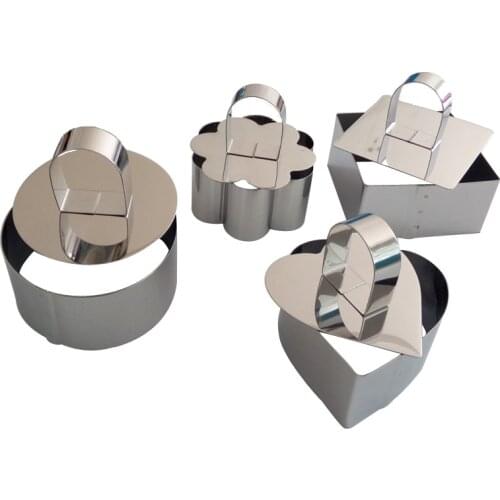 2 Pcs/Set Stainless Steel Cookie Cutter Set Round Mousse Rings Cake Decorating Tools Salad Ring Pastry Tools Accessories