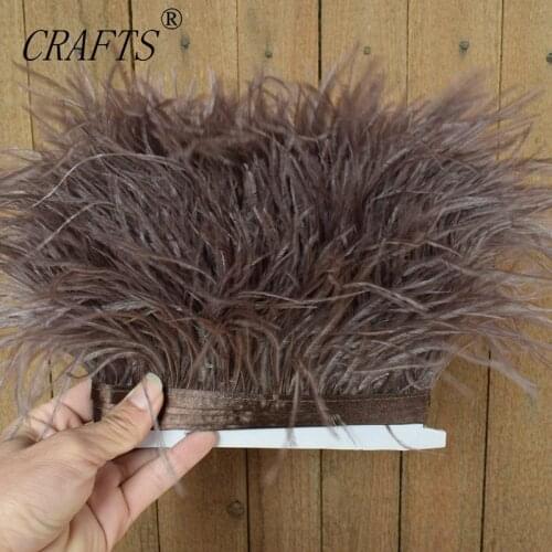 5M 10M fluffy coffee ostrich hair trimming cloth belt DIY clothing accessories decorative accessories 8-11cm