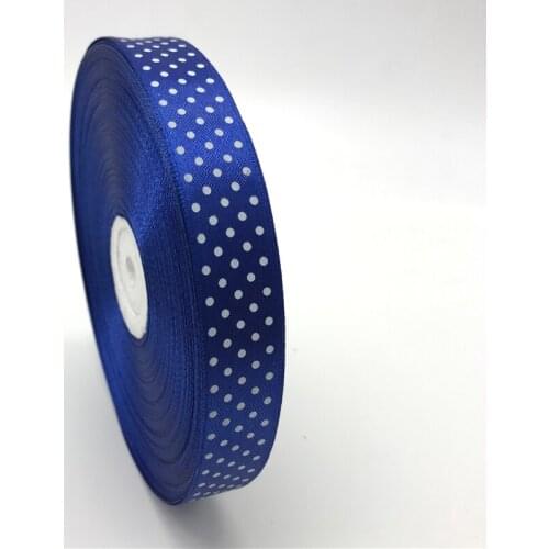 5Yards 3/4" 20mm Blue Printing Polka Dot Satin Ribbon Hair Bow Christmas Wedding Decoration DIY Sewing Craft
