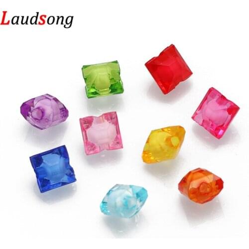 50Pcs 7*8mm Colorful Transparent Acrylic Beads Square Spacer Beads for Jewelry Making DIY Bracelet Necklaces Accessories