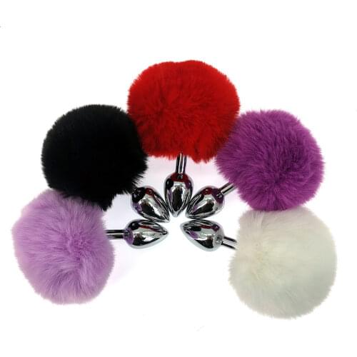 Anal Toy Butt Plug with Crystal Jewelry Smooth Touch Stainless Steel Bunny Tail Anal Plug Anal Sex Toys for Woman Men Gay