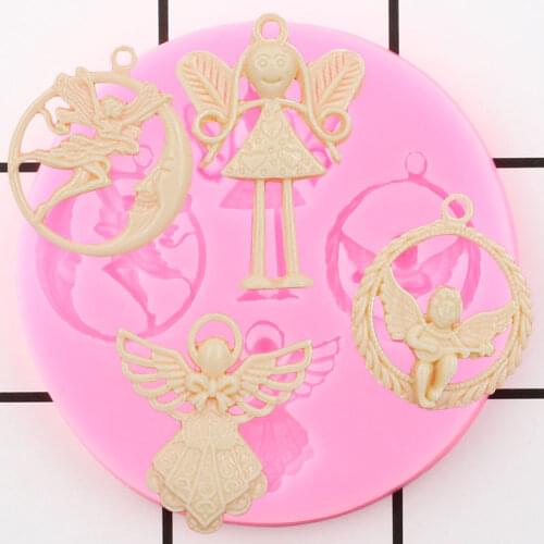 Angel Silicone Molds Fairy Baby Birthday Cake Decorating Tools Cupcake Baking Fondant Mold Candy Clay Chocolate Gumpaste Moulds