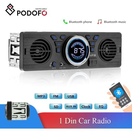 Podofo 1 Din Car Player with Bluetooth Car Radio Audio Player Vehicle Electronics In-dash MP3 Audio Player Car Stereo FM USB/TF
