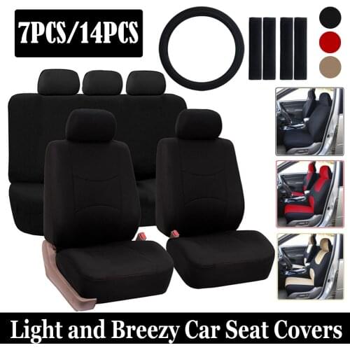 7/14pcs Setcar Seat Covers For Sedan Suv Durable Flat Cloth Universal Full Set Seaters Cushion Mat Front Back Car Seat Protector