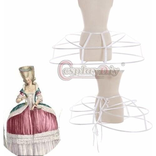 Cosplaydiy Crinoline Victorian Pannier Bustle Cage Pannier Ball Gown Petticoat Medieval Rococo White Cage Frame Hoop L320