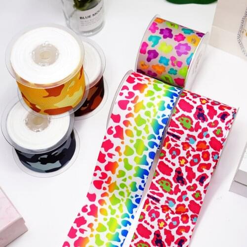 DIY Cartoon Leopard Printed Grosgrain Ribbon For Craft Supplies Sewing Accessories 5 Yards. 9707