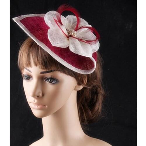Elegant Lady Sinamay Fascinator Wedding Women Bride Headpiece Headbands Cocktail Ladies Hair Accessories Race Party Tea Hat