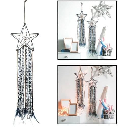 Star Dream Catcher Total Length 80cm/31'' Iron Cotton Bohemian Tapestry Home Wall Boho Decor Macrame Hanging