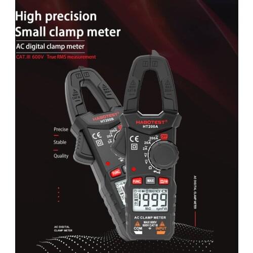 Habotest HT200A/200B AC DC Ammeter Digital 600V 200A 20MΩ Digital Clamp Meter Multimeter Continuity Max High Precision Tester