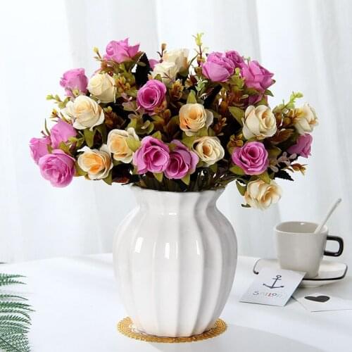 Artificial Flowers Silk Rose Bouquet Peony Vintage Bride Fake Flower Home Wedding Decoration