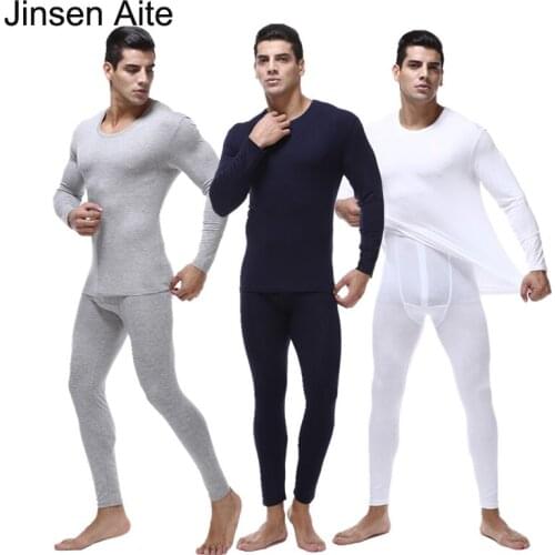 Jinsen Aite Plus Size 2XL-7XL Winter Mens Warm Thermal Underwear 2019 New O-Neck Modal Elasticity Slim Men Long Johns Sets JS635