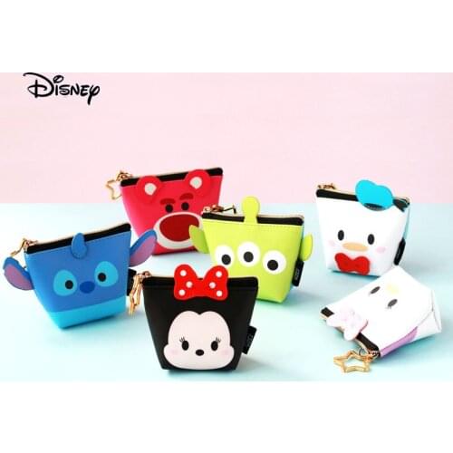 Disney Minnie Mouse Change Purse Portable Multi-purpose Storage Tsum Coin Purse Cartoon Stitch PU leather bag
