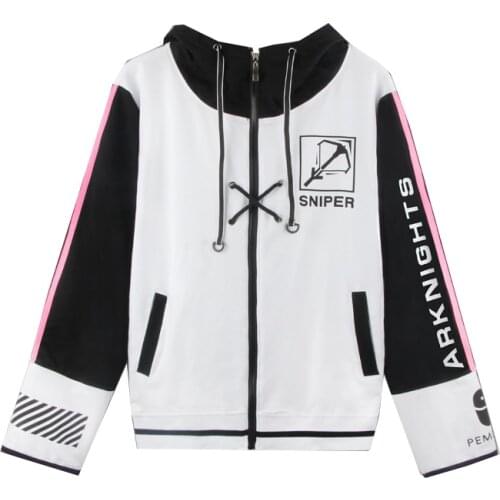 Game Arknights zipper Hoodie Sniper Exusiai Cosplay Jacket long sleeve Coat Outerwear Tops