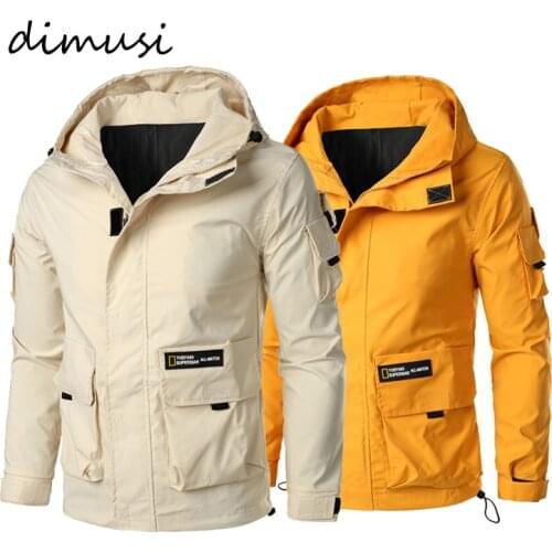 DIMUSI Mens Hoody Bomber Jackets Casual Outwear Mulit-Pocket Cargo Coats Fashion Streetwear Hip Hop Trench Jackets Clothing