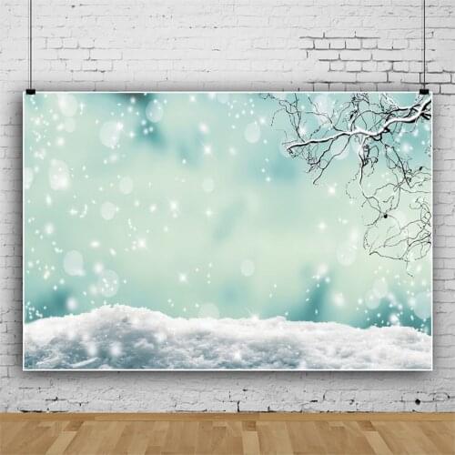 Laeacco Winter Snow Shiny Light Bokeh Polka Dots Branches Poster Photo Backdrops Child Toys Photographic Backgrounds Photostudio