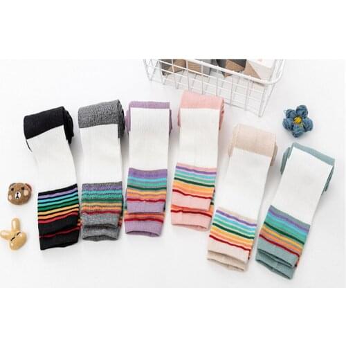 Spring and autumn combed cotton anti-pilling all-match girls leggings rainbow color-blocking mosquito pants