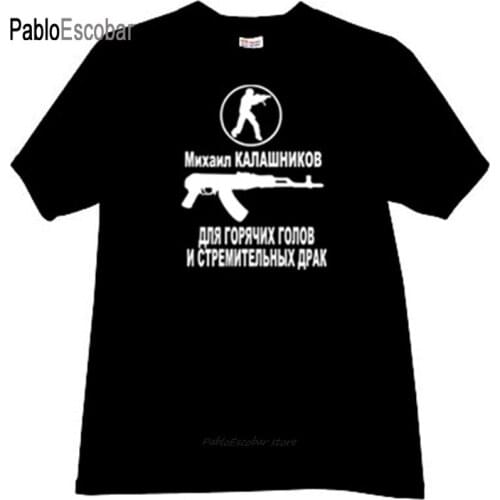 Fashion t-shirt men cotton t shirt Kalashnikov Counter Strike T-shirt in black brand tee-shirt male summer tops