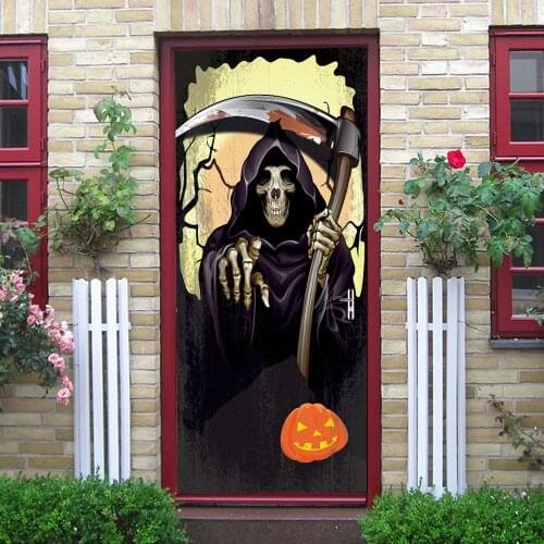 Death Coming Halloween Decorations Door Stickers Self Adhesive PVC DIY Door Renovation Decal Kids Room Door Renew Wallpapers New