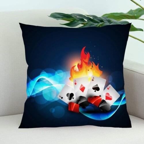 Playing Cards Pillow Cover Bedroom Home Office Decorative Pillowcase Square Zipper Pillow Cases Satin Soft
