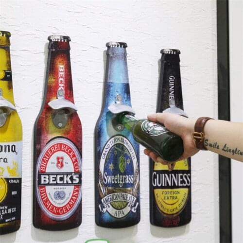 American Style Pastoral Retro Creative Beer Shaped Wine Bottle Opener Wall-Mounted Wooden Multifunctional Cap Opener Bar Tools