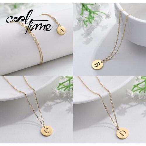 Cooltime Small Stainless Steel 26-letter Jewelry High Polishing Dripping Lady Necklaces Collares De Moda 2018 Anniversary Gift