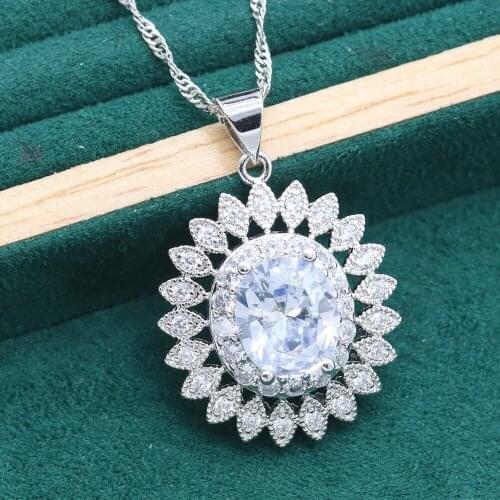 Bride 925 Silver Pendant Necklace For Women Christmas Gift Wedding Jewelry Exquisite Yellow Purple Green White Blue Topaz