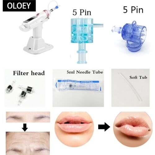 5/9Pins EZ Gun Mesotherapy Negative Pressure Hydrolifting Hyaluronic acid Microcrystal Injection pinhead with Cartridge Needles
