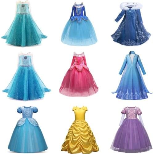 Elsa Dress for Girls Cosplay Dress Disguise Princess Costume Carnival Party Dress Fantasia Infantil Christmas Dress