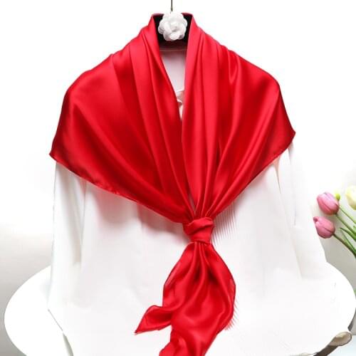 110x110 Silk Satin Square Scarf Oversized Silk Scarf Women Hijab Scarf Head Hair Fashion Scarf Solid Color Bib Shawl