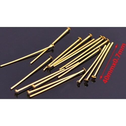 200Pcs/lot 30mm 40mm Stainless Steel Gold Plated Flat Head Pins for Jewelry Beading Craft Making