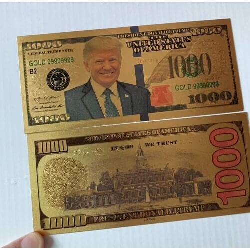 USA President Donald Trump Dollars Banknotes Paper Money Collection $1000 Banknotes Gold Foil Bill Currency Collection