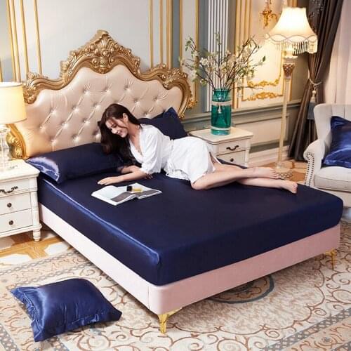 Bedsheet Satin Silk Fitted Sheet High-End Solid Color Mattress Cover Elastic Band One Piece Bed Sheet Luxury Bedspreads For Bed