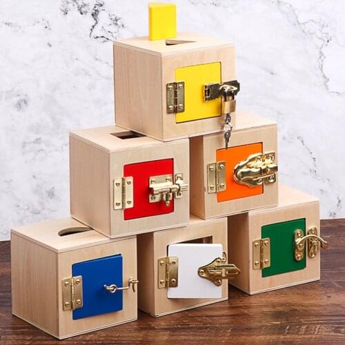 Intelligence Developing Six-box Detachable Lock Box For Montessori Baby Shape Box Preschool Infant Coin Box Learning Material