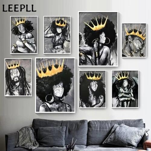 Africa Angel Queen Black Girl Boy Nordic Posters And Prints Wall Art Canvas Painting Wall Pictures For Living Room Club Decor