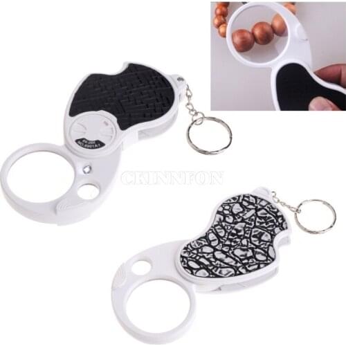DHL 200PCS 8X 20X LED Lights Magnifier Key Rings Folding Reading Magnifying Glass Portable
