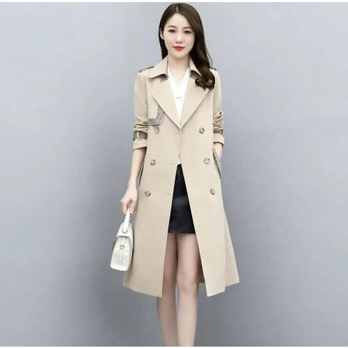Windbreaker coat womens middle and long over the knee 2021 spring and Autumn New Korean version slim and thin temperament this