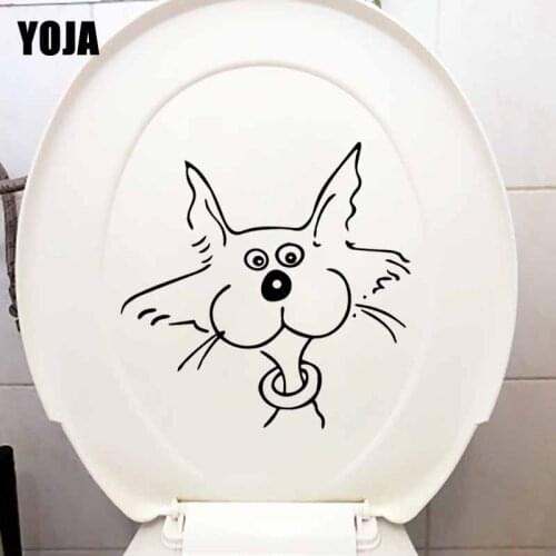 YOJA 24.3X23.6CM Wall Stickers Toilet Decal Nursery Cat Animal Funny For Kids Cartoon T5-0113