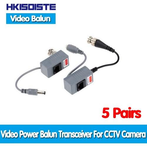 10pcs CCTV Camera Accessories Audio Video Balun Transceiver BNC UTP RJ45 Video Balun with Audio and Power over CAT5/5E/6 Cable