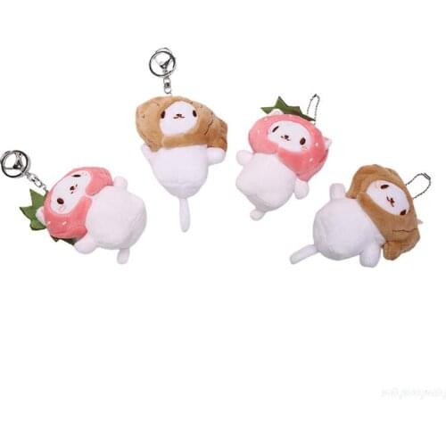 1X Cute Snapper Head Set Keychain Cat Plush Action Figure Key Chain Doll Pendant