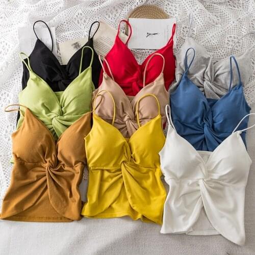 2021 Summer Women Short Sexy Low Cut Folds V-neck With Halter Camisole Shirt Summer Office Lady Traf Crop Top Woman