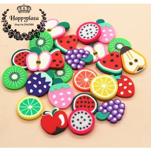 30pcs Mix Patterns Kawaii CLay Fruit Slice Miniature Food Art Supply DIY Craft Decoration,about 20-25mm