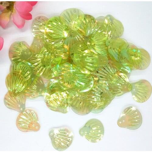 400pcs 18mm Large Shell Paillettes Loose PVC Sequins for Crafts Sewing DIY Accessories Lentejuelas Transparent Light Green AB