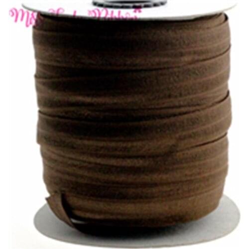5/8"16mm Brown color fold over elastic ribbon solid matt foe DIY handmade hair bows gift wrap wedding decorations 50 yards