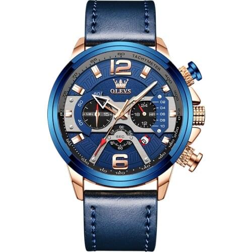 OLEVS brand watch explosion models three-eye chronograph large dial watch waterproof calendar mens watch mens watch