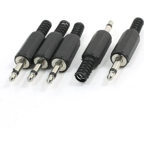 CNIM Hot 5 x Black Plastic 3.5mm Male Mono Plug Jack Audio Adapter Connector