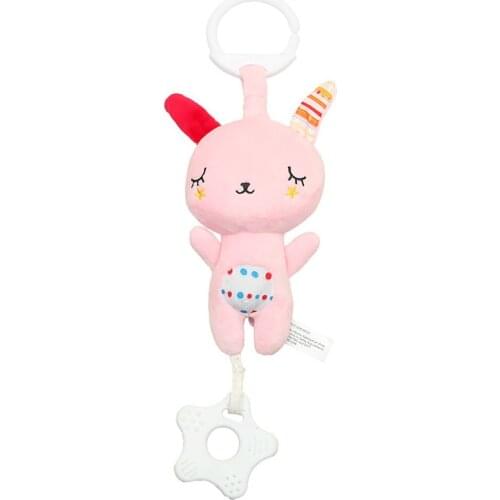 Baby Multi-function Bear Rabbit Teether Pendant Plush Sound Music Toys Cute Cartoon Animals Doll Stroller Hanging Doll Toy Gift