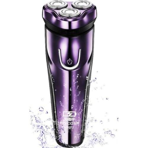 FLyco FS372 Electric Shaver 3D Floating Head Washable Shaver Smart LED Charging Display Shaving Machine for Men Purple Color