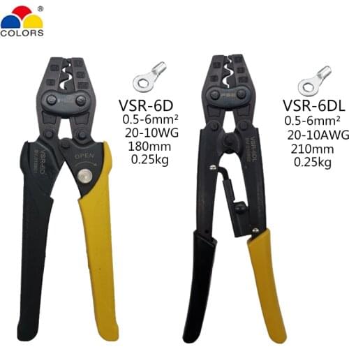 VSR-6D VSR-6DL Crimping Pliers For 0.5-6mm2 20-10AWG Bare Terminals Upgraded Version Hand Tools